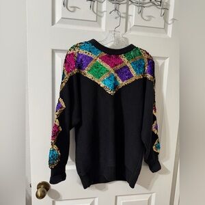 Marni West Black Sweater with Multicolor Sequin Design